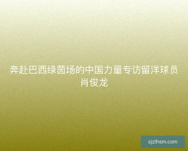 奔赴巴西绿茵场的中国力量专访留洋球员肖俊龙